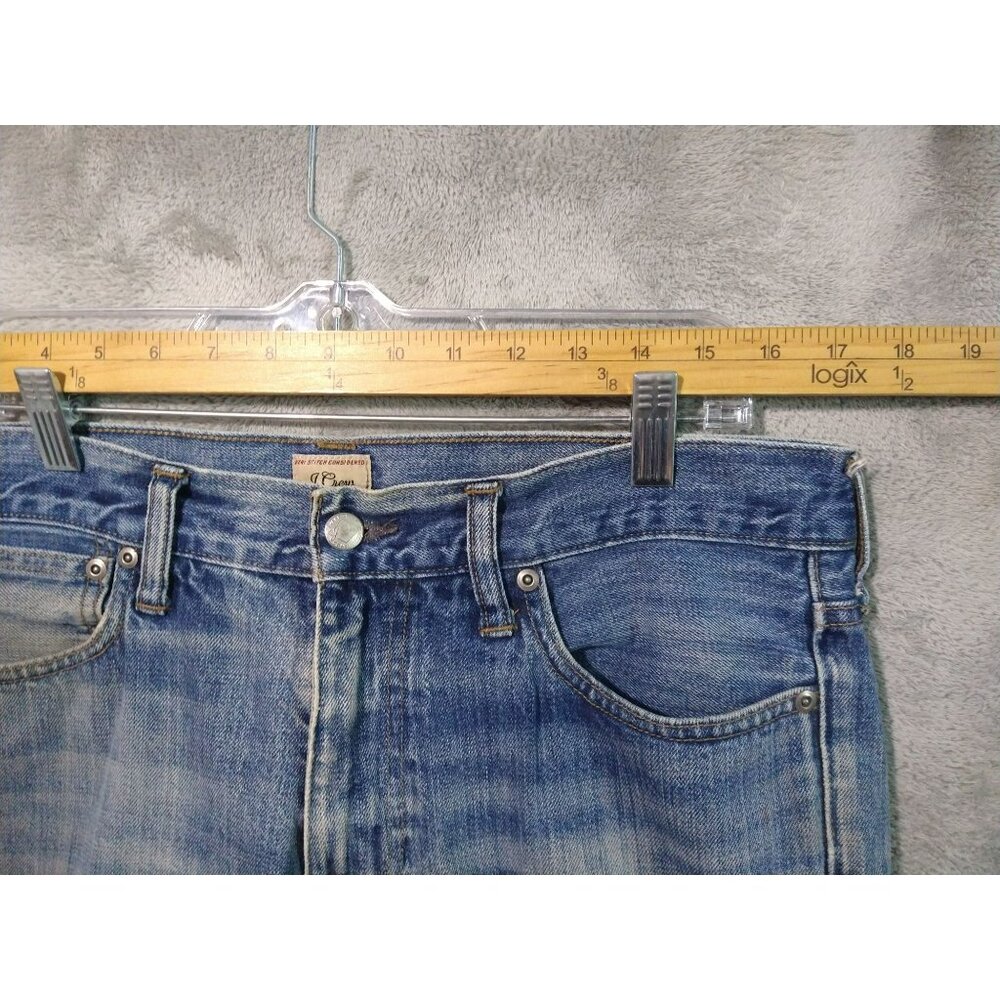 J Crew Jeans Mens 34x30 Blue Denim 484 Slim Fit Tapered Leg Mid Rise Distressed - Picture 3 of 11